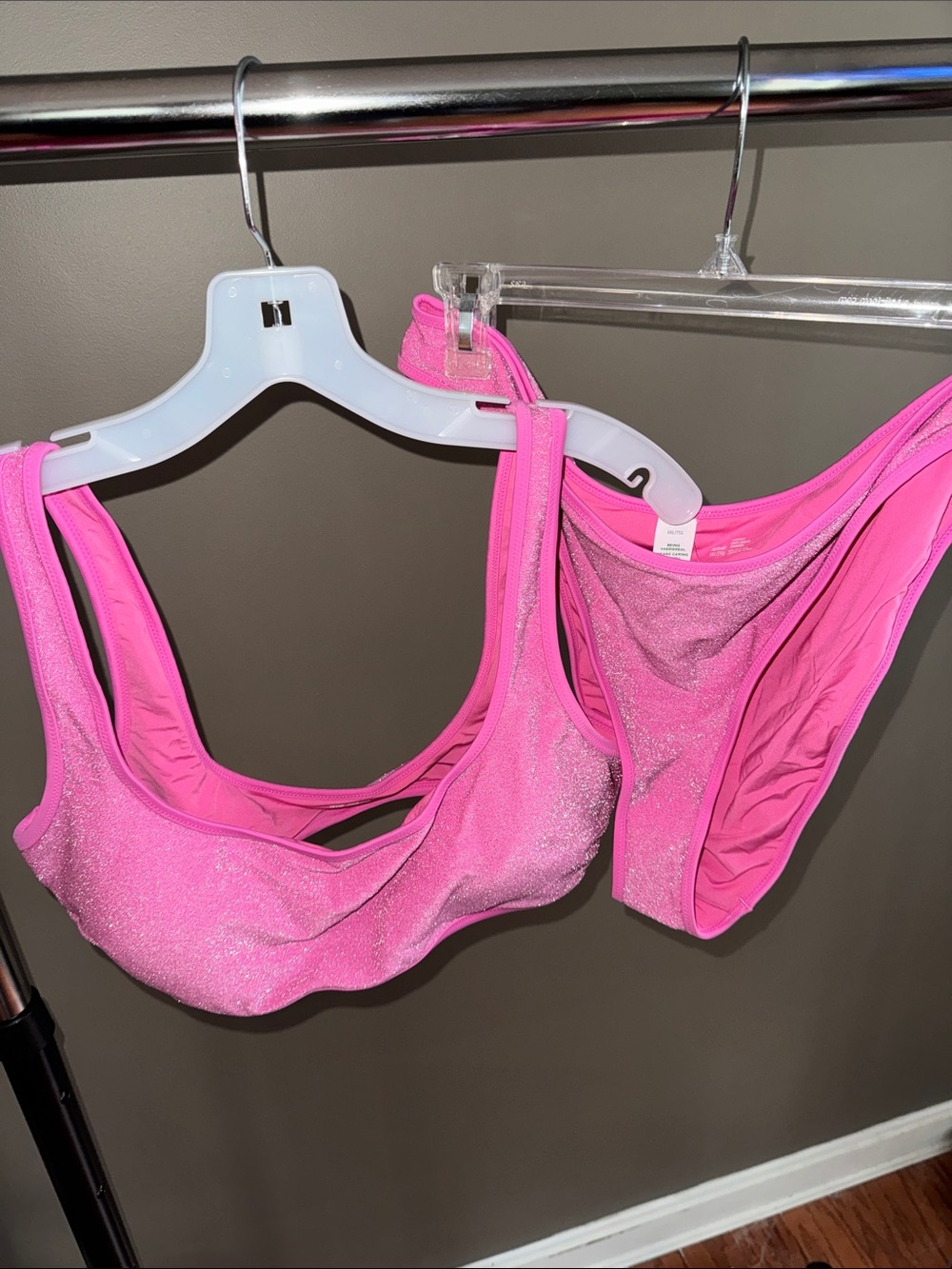 aerie Shimmer Pink Bikini Top & Bottom Set - Bottoms XXL top XL